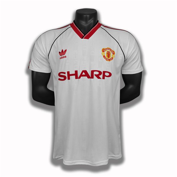 Manchester United White Retro Jersey 1988 1990
