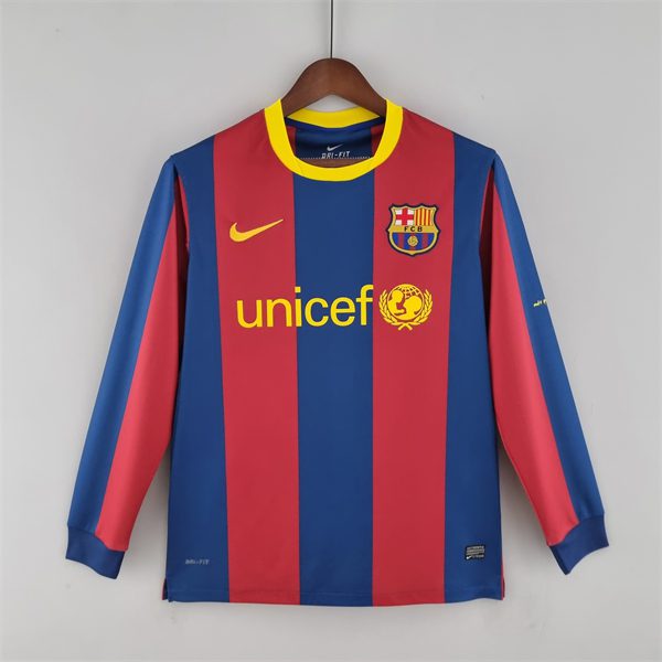 Barcelona Home Long Sleeve Retro Jersey 2010 2011
