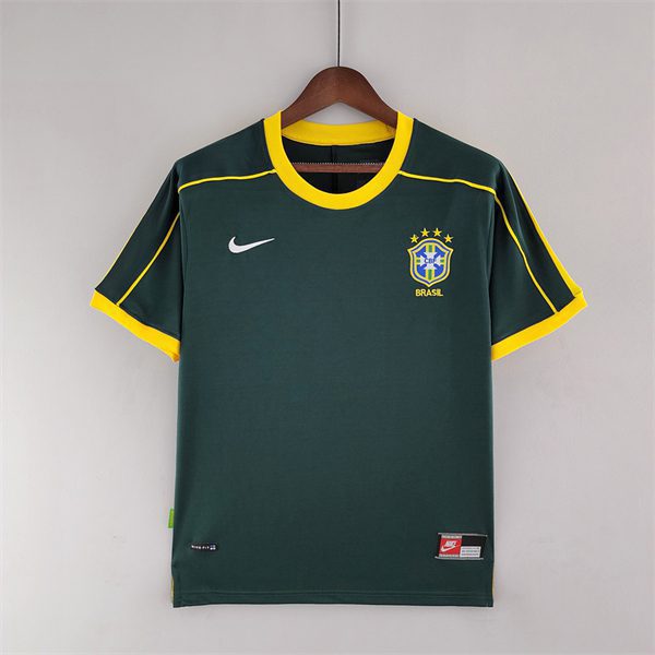 Brazil Dark Green Goalkeeper Retro Jersey 1998 Season