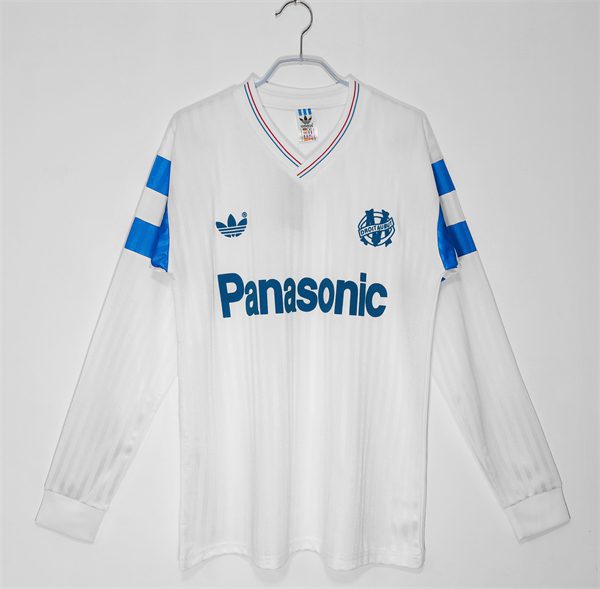 Olympique de Marseille Home Long Sleeve Retro Jersey 1990 Season