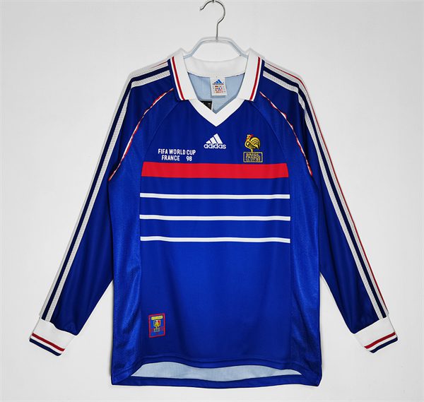 France Home Long Sleeve Retro Jersey 1998 Season