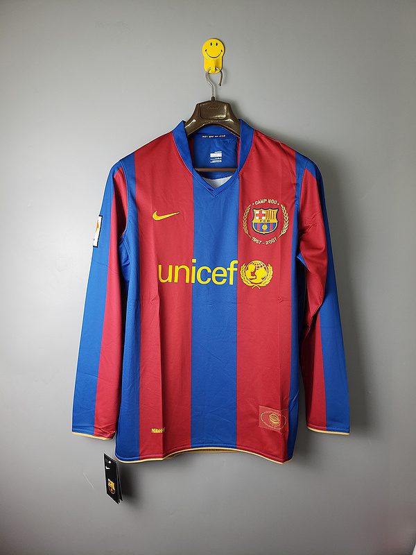 Barcelona  Home Long Sleeve Retro Shirt 2007 2008