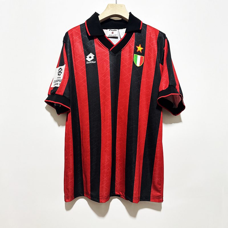 AC Milan Home Retro Jersey 1993-1994 Season(Champion League Final Model)