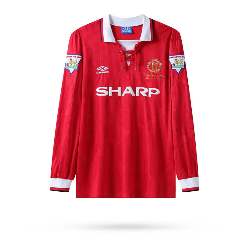 Manchester United Home Long Sleeve retro jersey 1992 1993 (With Champion Patch)