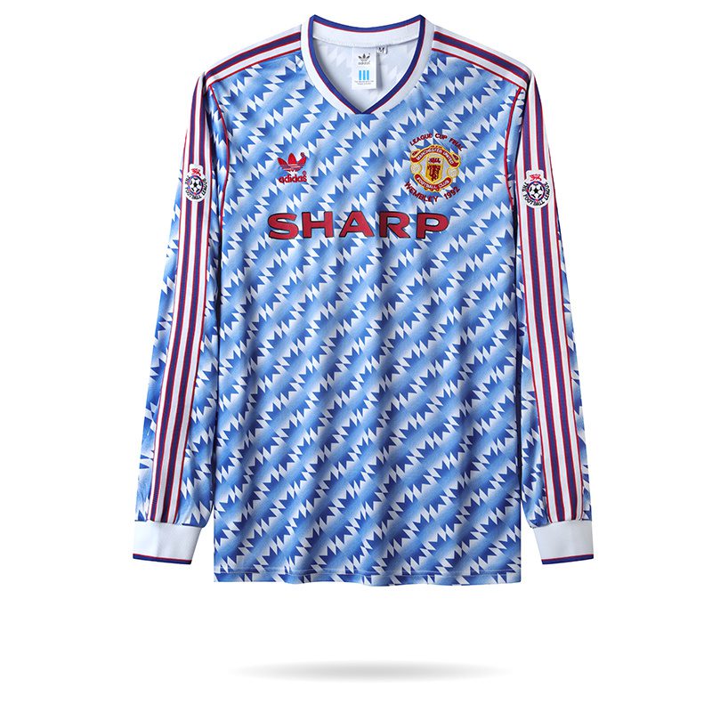 Manchester United 1991 League Cup Final Long Sleeve Jersey(With Patch)