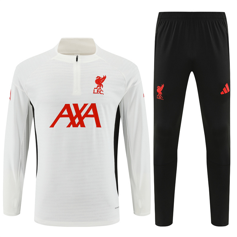Liverpool White Tracksuit 25/26(Player Version,Logo On Sleeve)