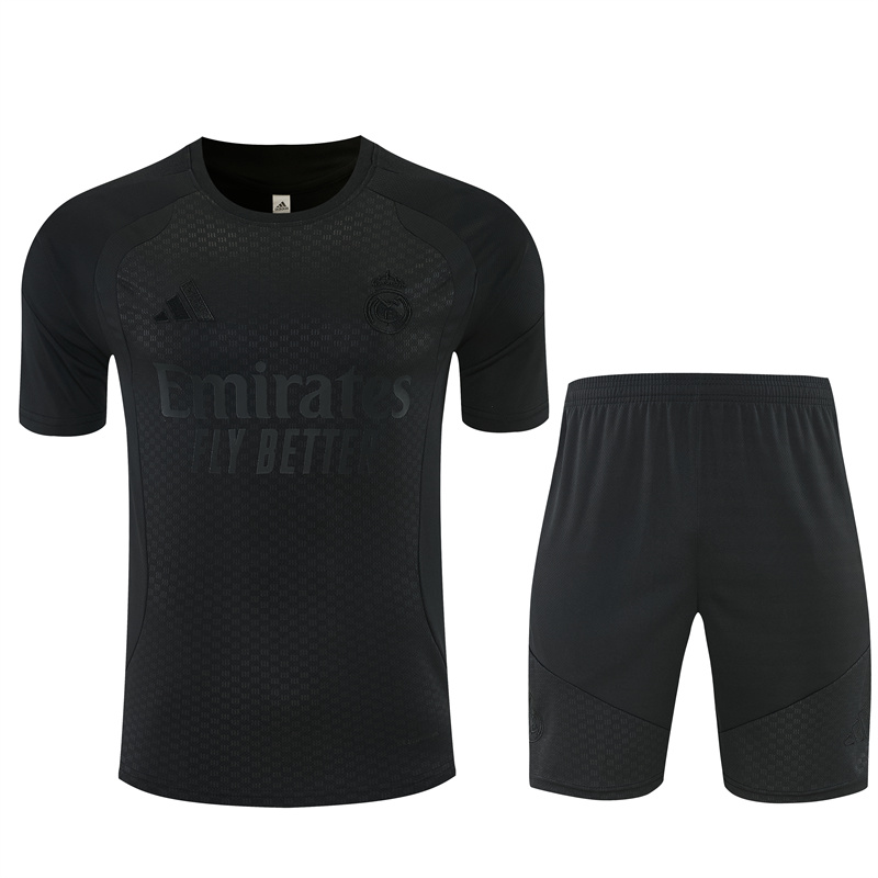 Real Madrid Black Short Sleeve Training Suit 2627