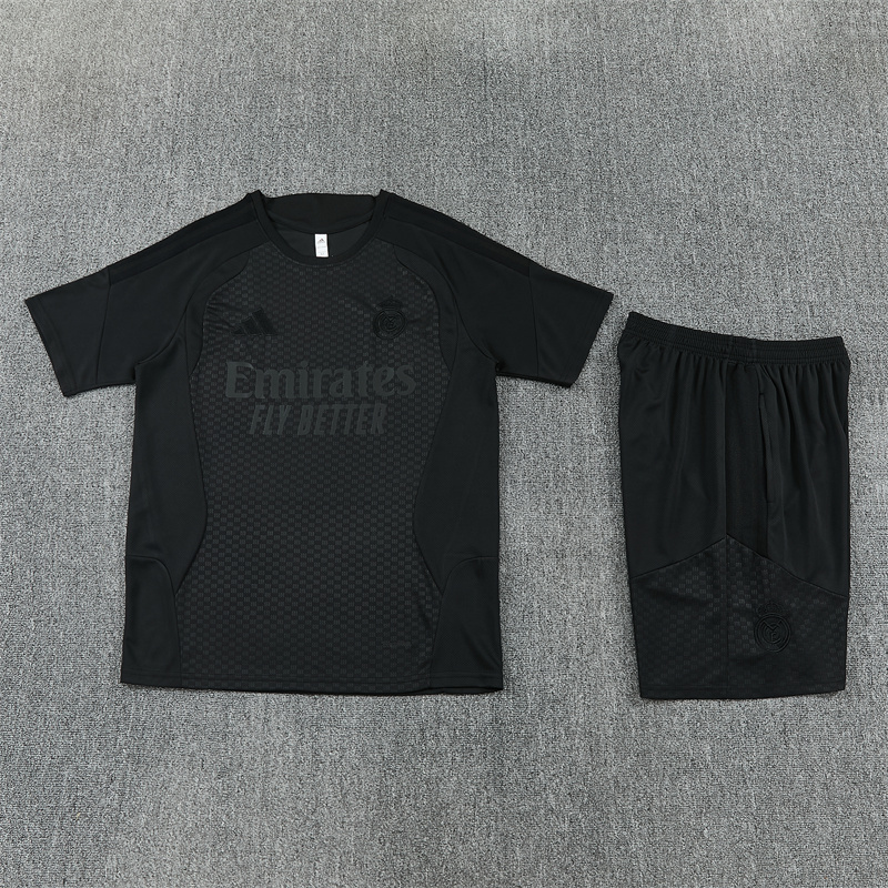Real Madrid Black Short Sleeve Training Suit 2627 - Image 3