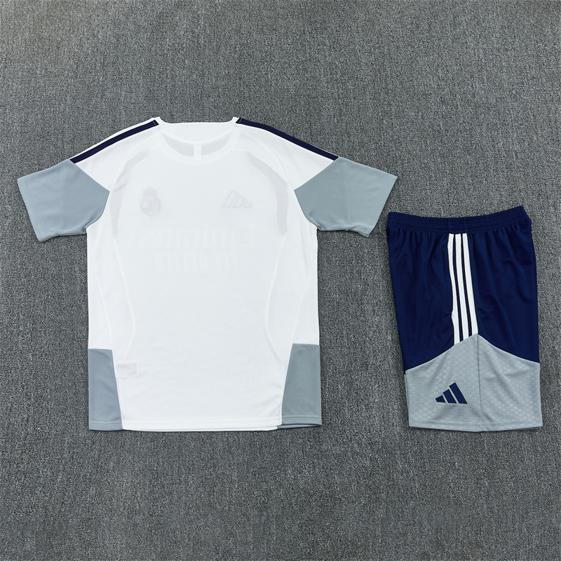 Real Madrid White Short Sleeve Training Suit 2627 - Image 4