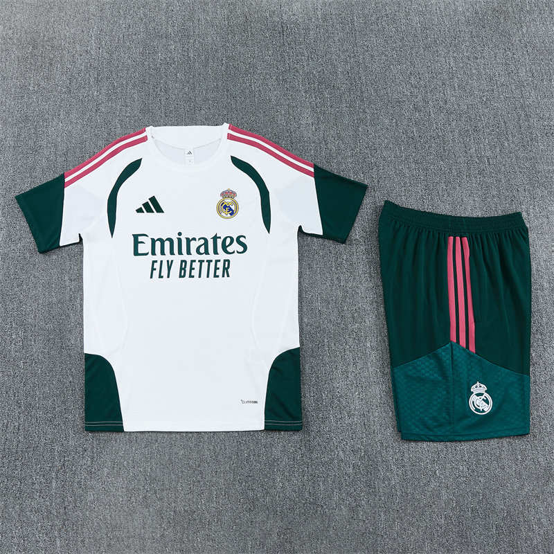 Real Madrid White Short Sleeve Training Suit 2627 - Image 3